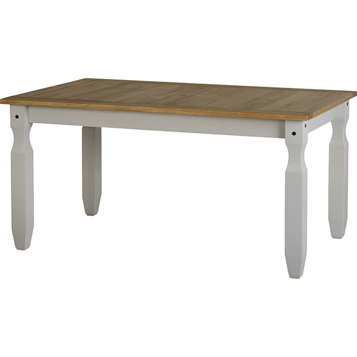 Corona 5' Dining Table In Grey & Distressed Waxed Pine